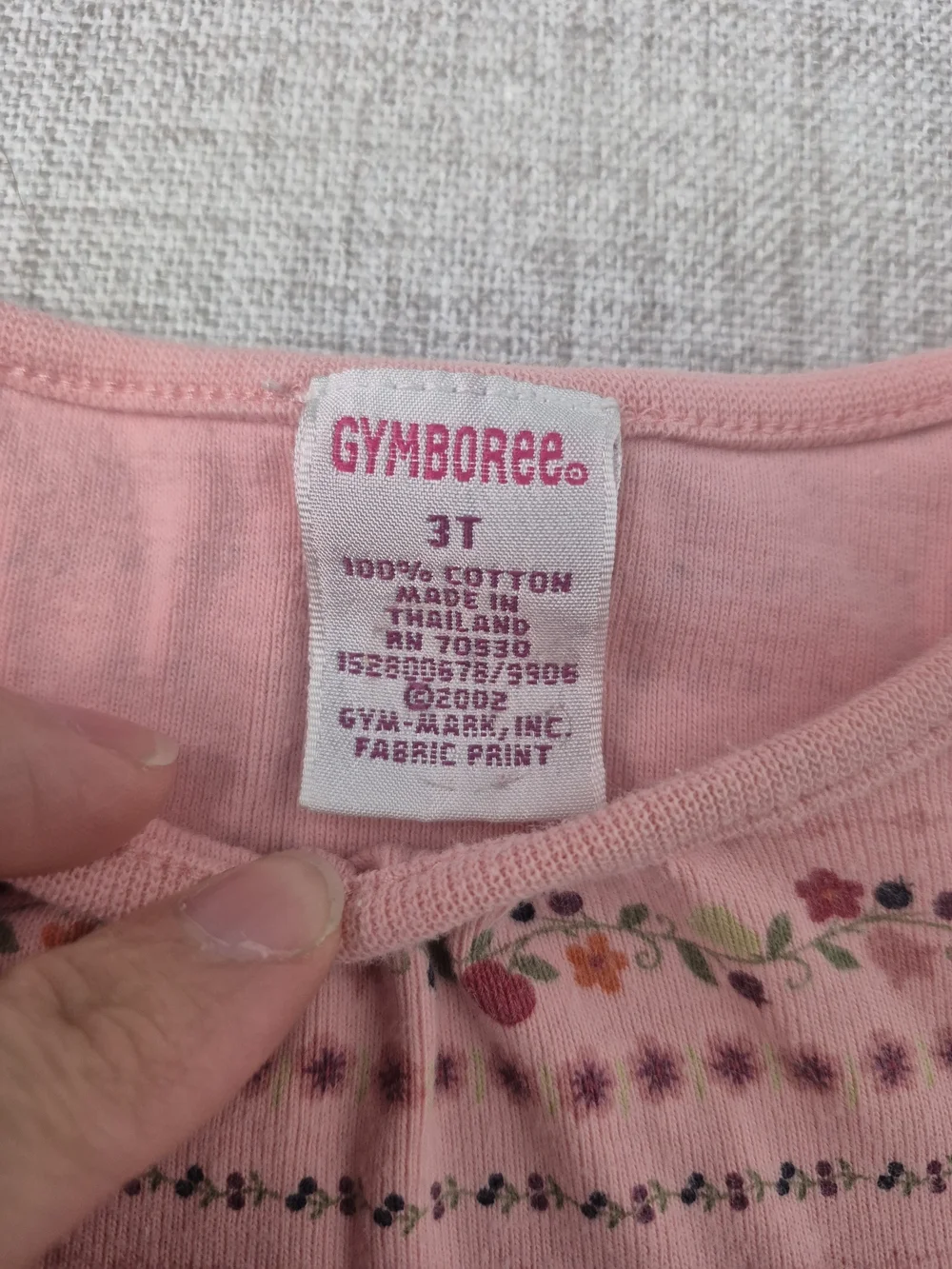 Vintage 2002 Carter's Pink Floral Stripe Long-Sleeve Girls 3T